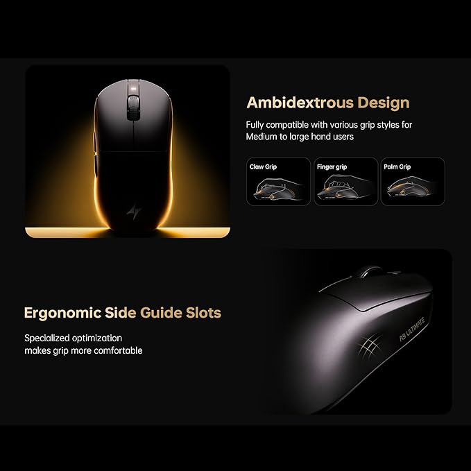 ATK Dragonfly A9 Ultimate Wireless Gaming Mouse, 55g Lightweight, PAW3950 Ultra Sensor, Nordic 54L15 MCU, 8K Polling, 800 Hr Battery Life, Dual-Mode 2.4G/Wired