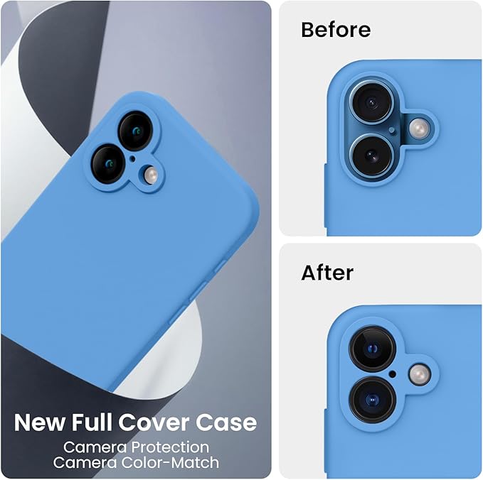 FireNova Designed for iPhone 16 Case, Silicone Upgraded [Camera Protection] Phone Case, Soft Anti-Scratch Microfiber Lining Inside, 6.1 inch, Blue