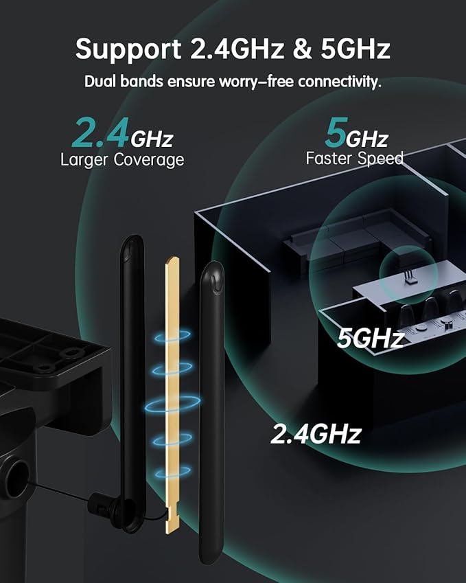 ZUMIMALL 2.5K Wired Cameras for Home Security, 2.4G/5G WiFi Outdoor Camera, 5MP, 24/7 Recording,AI Motion Detection, Cloud & SD Card Storage, 2-Way Audio, 360° PTZ Auto Tracking, IP66-2-Pack (Black)