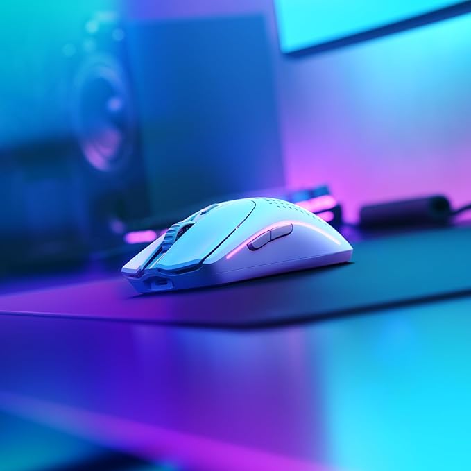 Glorious Gaming Model O 2 Wireless Gaming Mouse - Hybrid 2.4GHz & Bluetooth Wireless, 68g Superlight, Long Battery Life, 26k BAMF 2.0 Sensor, RGB, Ambidextrous, 6 Buttons, PTFE Feet - White