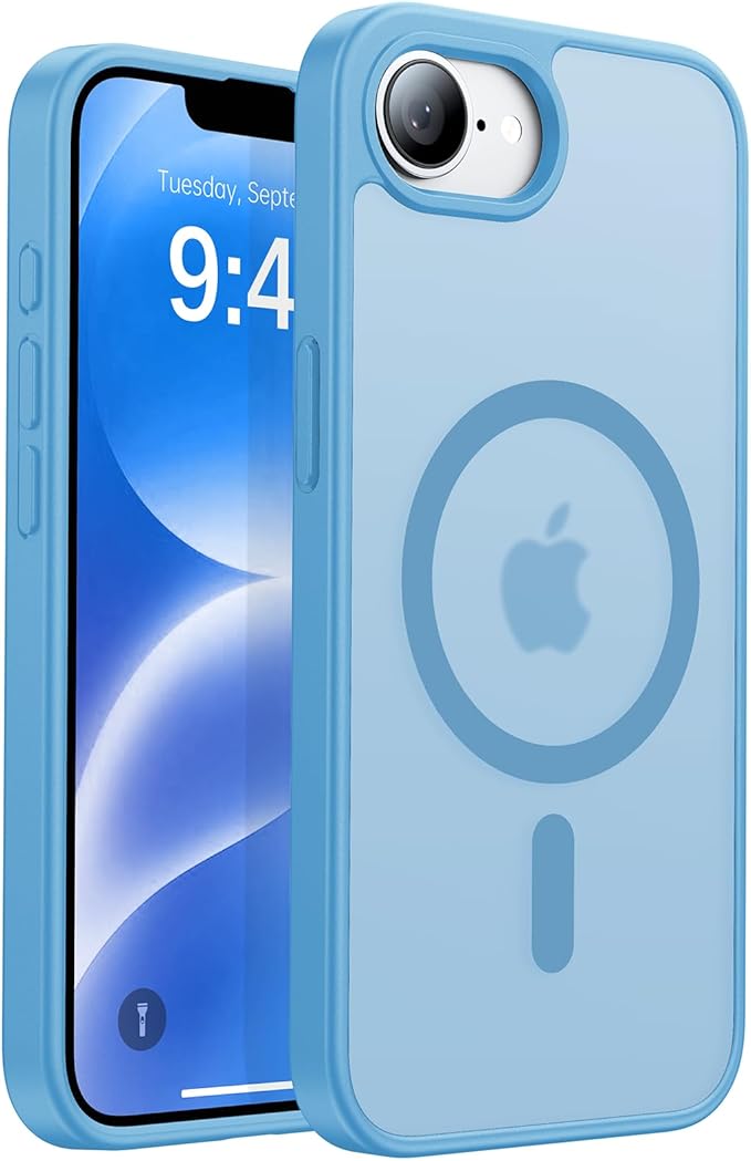 Eastinbox Magnetic Shockproof for iPhone 17e & iPhone 16e Case [Compatible with MagSafe] [Military-Grade Protection] Anti-Yellowing, Matte Protective Phone Case for iPhone 17 e/16 e 6.1", Light Blue