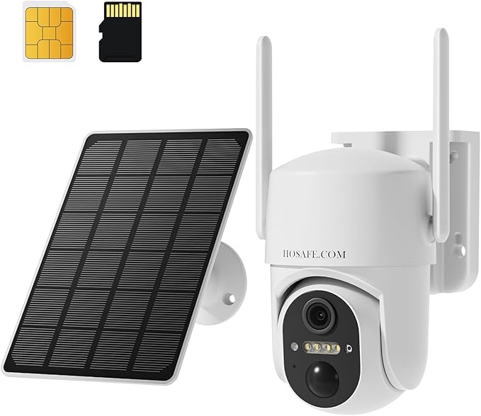 4G LTE Cellular Solar Security Camera Wireless Outdoor, No WiFi Security Camera, 64GB SD Card (2X Storage Than 32G), Free Cloud Storage(Need Apply), PIR Motion Sensor, Built-in SIM Card for Barn Farm