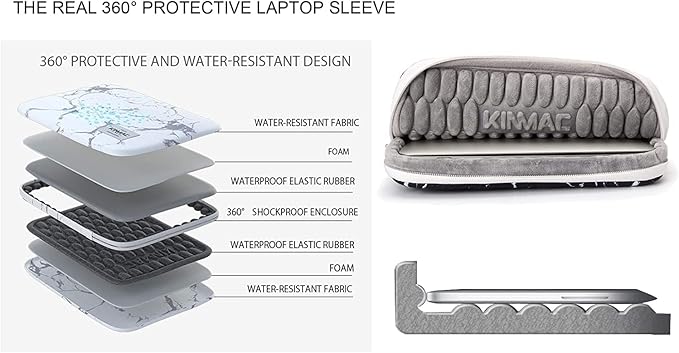 Kinmac 360° Protective Laptop Sleeve Case with Pockets, Color Stripe Pattern, Padded Cover with Handle (12 inch-13.3 inch)
