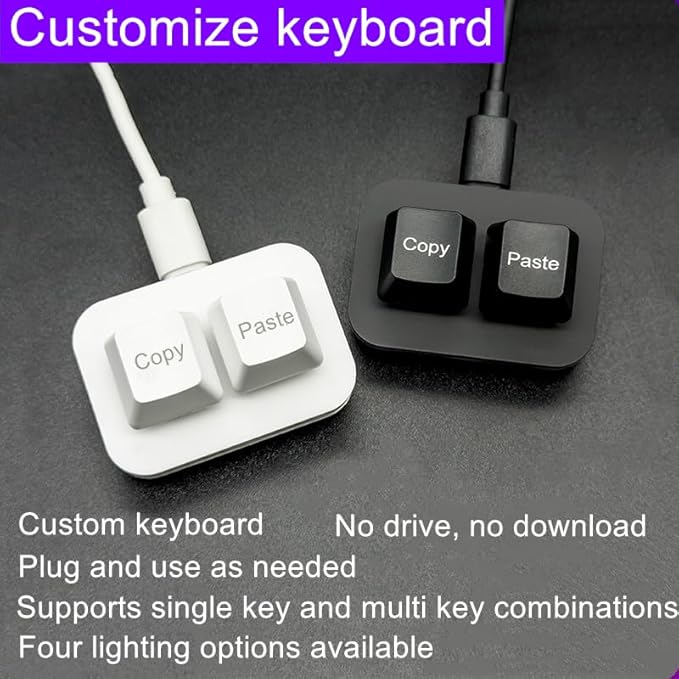 Sanjimida USB Mini 2-Key Programmable Macro Keyboard, Hot Swappable Mechanical Keyboard with 1.5 Meter USB Data Cable (Black)