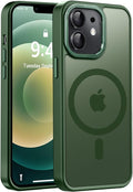 Newfuture Designed for iPhone 12 Case/iPhone 12 Pro Case with Magnetic [13 FT Military Drop Protection] [Compatible with Magsafe] Translucent Shockproof with Anti-Fingerprint Phone Case, Dark Green