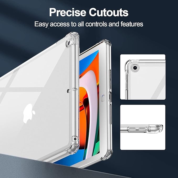 Clear Case for iPad 6th/5th Gen 9.7" (2018/2017) & iPad Air 1/Air 2 Cover (Air 1st/2nd Gen) & iPad Pro 9.7 2017 with Pencil Holder Crystal Transparent Shockproof Soft TPU Back Shell, Clear