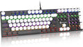 Typewriter Style Retro Wired Mechanical Gaming Keyboard,Vintage Steampunk Keyboard with Rainbow Backlit,104-Key Red Switch Cute Keyboard with Number Pad,Round Keycaps Computer Keyboard for Win/Mac
