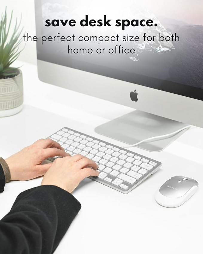 Macally USB C Wired Keyboard for Mac (USB C + USB A) – Compatible Keyboard for MacBook Pro/Air, iMac & MacMini – Compact Aluminum Mac Keyboard