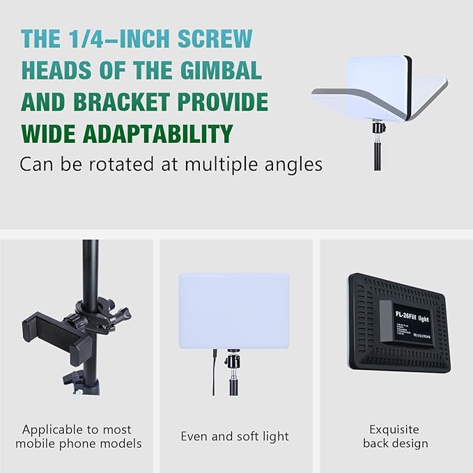 Light for Video Recording, Photography Lighting Kit Studio Lights with 6.5ft Stand, Phone Holder and Bag for TikTok, YouTube, Live Streaming, Podcast, Vlogging (LOMTAP)