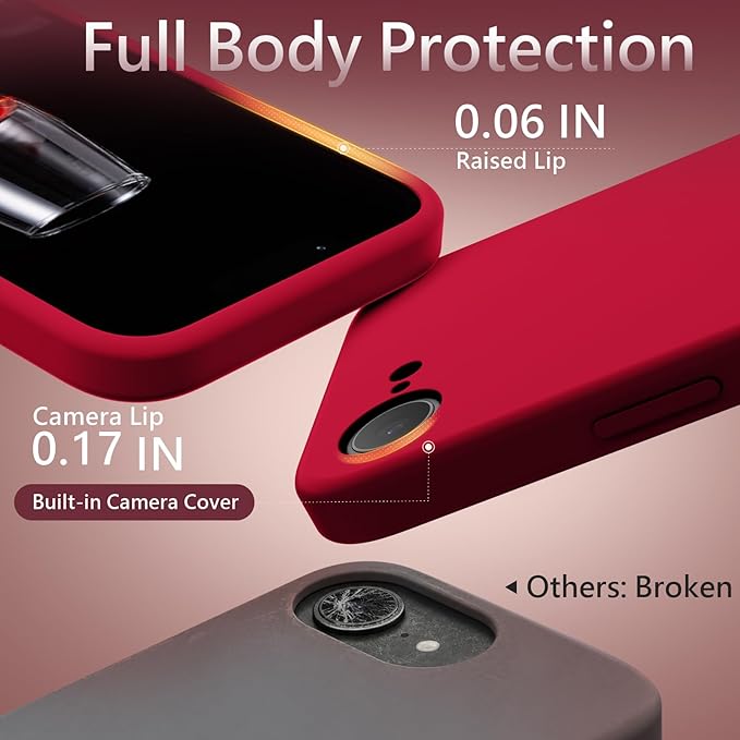 FireNova Magnetic for iPhone 17e Case/iPhone 16e Case, Compatible with MagSafe, [Silicone Camera Protection] Microfiber Lining Phone Case, 6.1", Deep Red