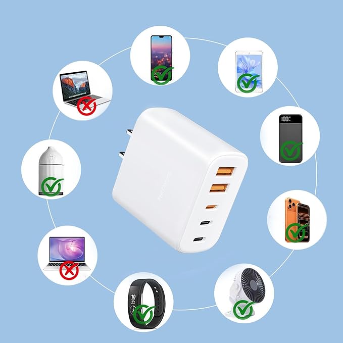 [2-Pack] 60W Multi-Port USB-C Fast Charging Module, 5-Port Wall Charger, Compatible with iPhone 17/16/15/14/13/Pro Max/Plus Series, iPad, Samsung S25/S24/S23, and Other Devices