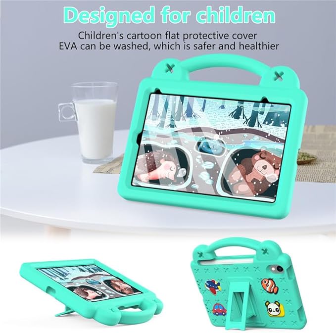 AKABEILA Compatible with Apple iPad mini 6 2021 8.3 inch Tablet Case, Lightweight Shockproof Protective Case with Shoulder Strap & Stand Handle & Pen Tray for Girl Kid Gift Mint Green