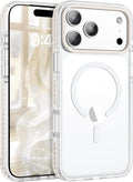 BENTOBEN Magnetic for iPhone 17 Pro 6.3" Case, Compatible with Magsafe Military Shockproof Protective Cute Transparent Slim Anti-Yellowing Phone Case for iPhone 17 Pro Cover, Clear White