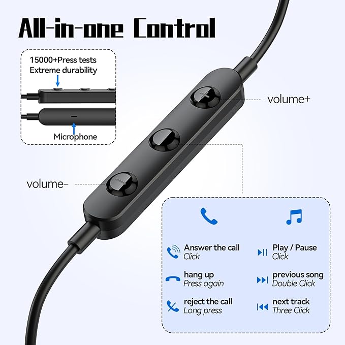 USB C Headphones for Samsung S26 S25 S24 S23 S22 A16 A56 Wired Earbuds USB C Magnetic in-Ear Type C Earphone with Mic Volume Control Stereo Noise Canceling Headphones for iPhone 17 16 15 Pro Max Pixel
