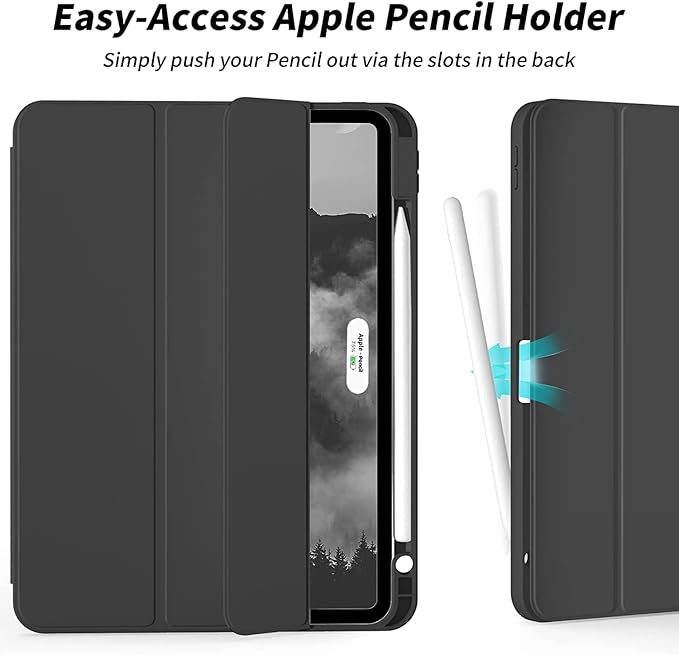 Case for iPad Pro 12.9-inch 2022/2021(6th/5th Gen),iPad Air 13 Inch(M4/M3/M2,2026/2025/2024) with Pencil Holder,2nd Gen Pencil Charging,Auto Sleep/Wake,Flexible TPU Protective Cover (Black)
