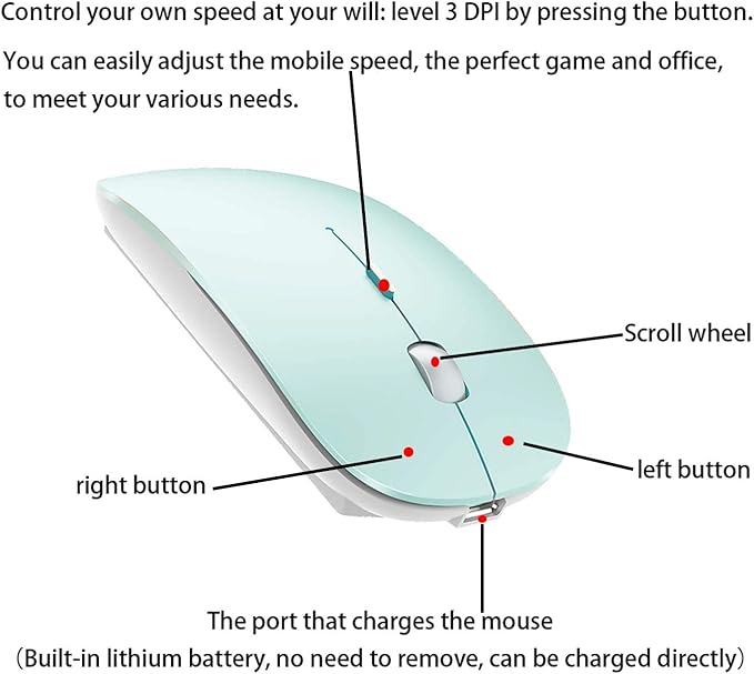 PEIBO Bluetooth Wireless Mouse for Laptop mac MacBook ipad MacBook air MacBook pro pc Desktop Computer Windows Chromebook Notebook