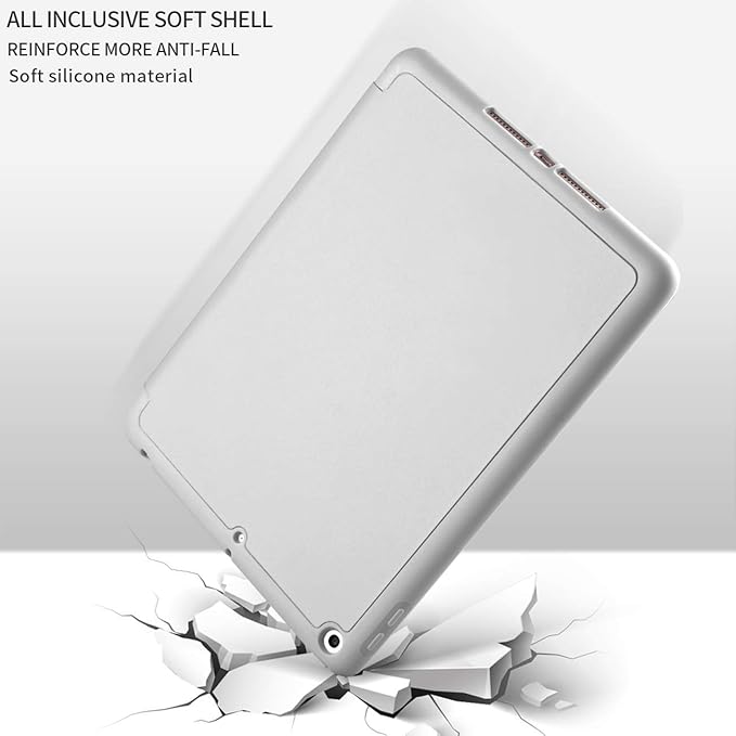 Aoub Case for iPad 9.7 inch 6th/5th Generation Case 2018/2017 with Pencil Holder, Thin Lightweight Smart Stand Cover, Auto Wake/Sleep, Model A1822/A1823/A1893/A1954, Gray White