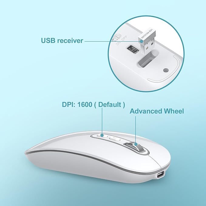 cimetech Wireless Keyboard and Mouse, [Rechargeable Mouse][Silent Scissor Switch Key][Labor-Saving Buttons]Ultra Slim Wireless Computer Keyboard and Mouse, Easy Setup for PC/Laptop/Mac/Windows - White