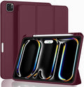 ZryXal New iPad Pro 13 Inch Case (M5) 2025 / (M4) 2024 with Pencil Holder, Smart iPad Case [Support Pencil Pro and Pencil (USB-C)], Support Touch ID and Auto Wake/Sleep (Wine)