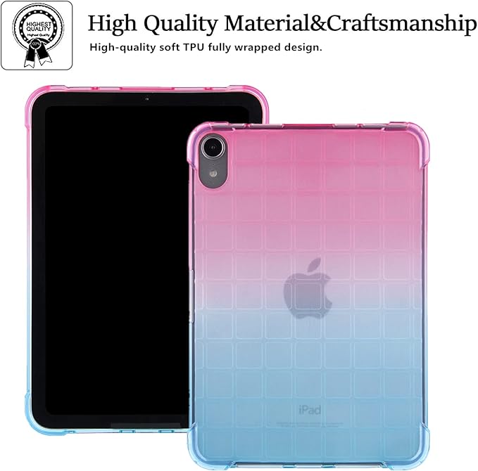 for iPad (A16) 11th Generation 11" 2025 & iPad 10th Generation Case 10.9 inch 2022, Lightweight Thin Translucent Soft TPU Back Shockproof Matte Clear Silicone Gradient Shell, Pink & Green