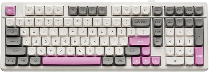 GK GAMAKAY TK101 98% Mechanical Keyboard with Number Pad, Hot Swappable, Pre-lubed Tactile Switches, Tri-Mode Bluetooth/2.4GHz/USB-C 101 Keys RGB Backlit Gaming Keyboard (White&Gray, Pluto Swicth)