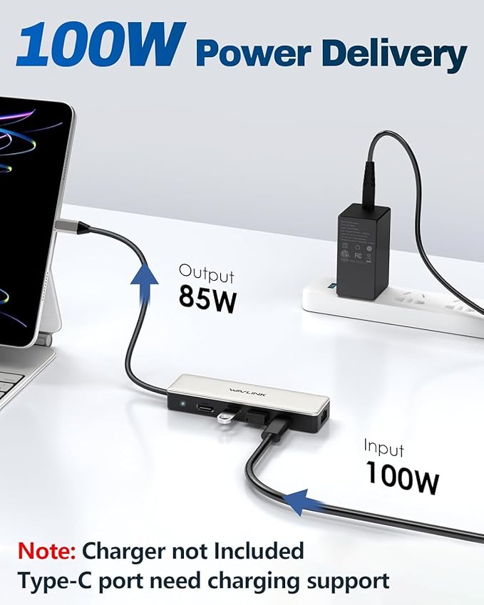USB C Hub 2.5G Ethernet, WAVLINK 10Gbps USB C Hub Multiport Adapter with 2.5Gb RJ45 Ports, 4K@120Hz HDMI, 3 * 10Gbps USB-A/C, PD 85W, for MacBook Neo/Pro/Air, iPad, Acer, Dell, HP, Lenovo, Asus