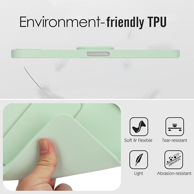 Case for iPad mini 7th & 6th Gen with Kickstand, Soft TPU + Hard PC Ultimate Delicate Touch Feeling Shockproof Protective Back Cover for iPad mini 7th 6th Women Men, Mintgreen