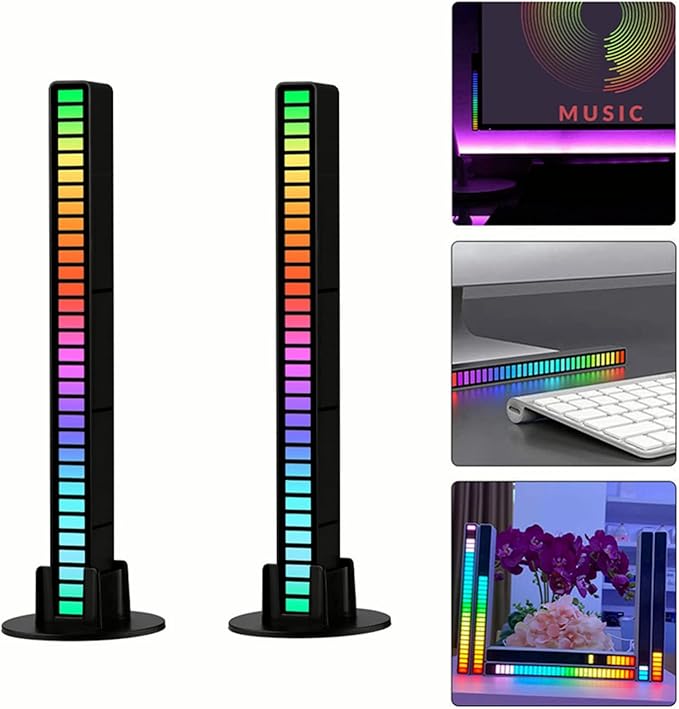 Smart RGB Rhythm Light Bar with 32 LEDs, Music Atmosphere Rhythm Light with 18 Colors & 8 Dynamic Modes, USB Powered RGB Sound Control Light for Bedroom, Party, Gaming, and Car Decor