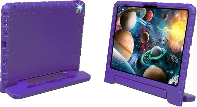 for iPad Pro 13 inch Case M4 with Pencil Holder, Anti-Slip Handle Stand, Super Protection Kids Proof Cute EVA Cover for iPad Pro 13" 2024, Purple