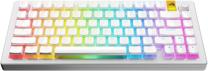 Glorious Gaming - GPBT Aura RGB Keycaps (White): Pudding Style Keycaps, Double Shot PBT, Translucent Design, Fits 100%, 75%, 65%, 60% Mechanical Keyboards, Fits ANSI, ISO, Windows & macOS