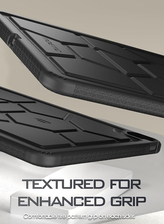 Poetic TurtleSkin Case Designed for iPad Air 11 Inch M4/M3/M2 (2026/2025/2024), Heavy Duty Shockproof Rugged Kids Friendly Drop Protection Silicone Cover Case, Black