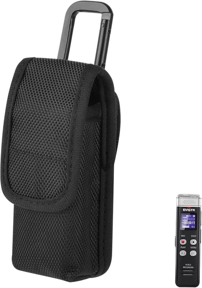 1680D Carrying Case for Digital Voice Recorders, Hard Bag with Carabiner for EVISTR 16GB, Sony ICD-UX570, PX370/470/560 Digital Voice Recorder, USB, MP3