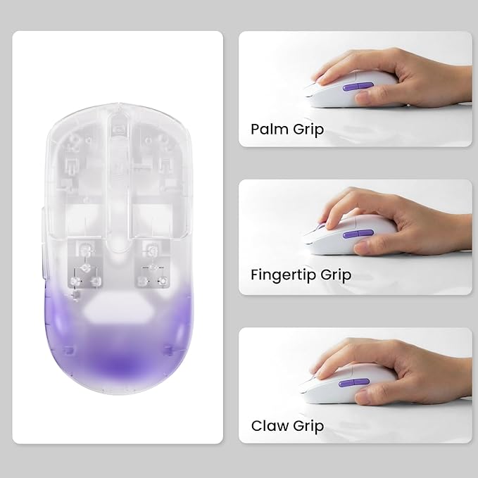 Akko Dash Max Wireless Gaming Mouse, 8K Polling Rate with PAW3395 Sensor, 26000 DPI, 40g Ultra Lightweight, Akko Custom Optical Switches, BT/2.4G/Wired Symmetrical Computer Mouse, Black