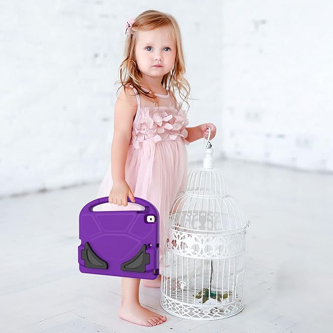 Kids Case for iPad 10.2 & 10.5, iPad 9th/8th/7th Generation 10.2" 2021 2020 2019 Case with Screen Protector, iPad Air 3rd Gen/Pro 10.5 inch Protective Cover with Handle Stand, Purple
