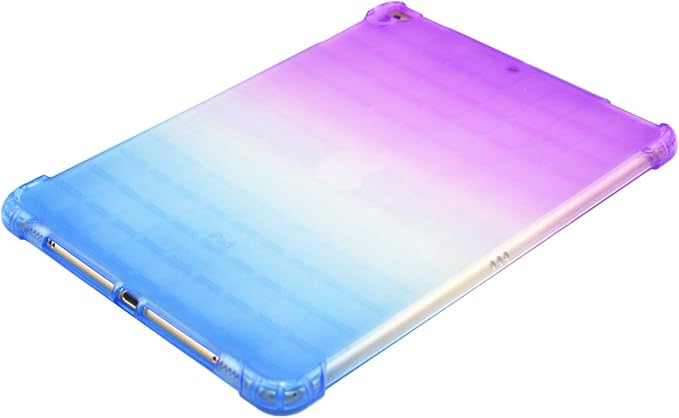 for Apple iPad 9th/8th/7th Generation Case 10.2 inch (2021/2020/2019),Slim Lightweight Translucent Clear Soft TPU Back Shockproof Cover Silicone Corner Protective Tablet Shell, Purple & Blue