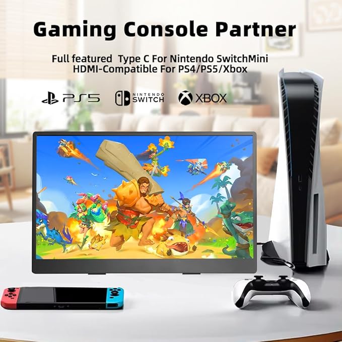 4K Portable Monitor 13.3 inch 3840x2160 UHD IPS USB-C HDMI 100% sRGB Gaming Travel Display with Speakers for Computer Laptop Switch PC