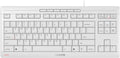 Cherry Stream Keyboard TKL, Wired Keyboard Without Number Pad, Whisper Quiet Keys, Unique Typing Feel, Slim Design, SX Scissor Switches, QWERTY, White-Gray