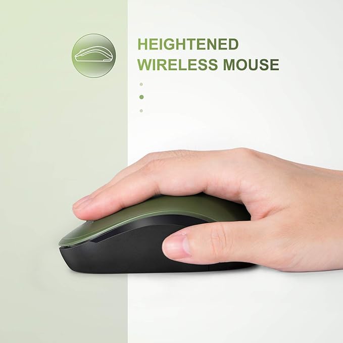 seenda Wireless Mouse for Laptop, 2.4G Noiseless Mouse with USB Receiver - Optical Tracking Portable Computer Mice for Chromebook, PC, Tablet, Windows System, 24 Months Battery Life - Green & Black
