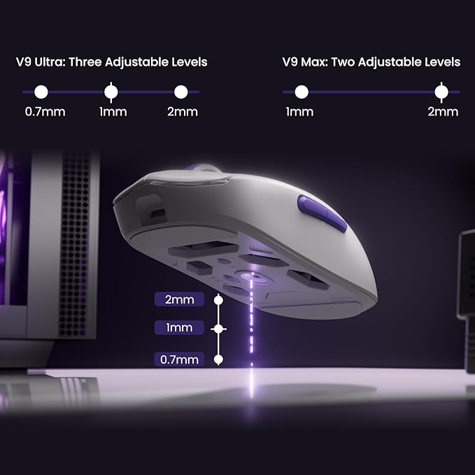 Akko Dash Max Wireless Gaming Mouse, 8K Polling Rate with PAW3395 Sensor, 26000 DPI, 40g Ultra Lightweight, Akko Custom Optical Switches, BT/2.4G/Wired Symmetrical Computer Mouse, Black