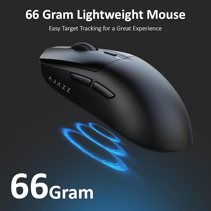 AJAZZ AJ139 V2 MC Wireless Gaming Mouse 2.4G Wired/Bluetooth | Charging Base| 66g Lightweight| 12000 DPI | 500mAh Battery | PAW3311 Sensor | 1000 Polling Rate, Compatible with PC/Mac