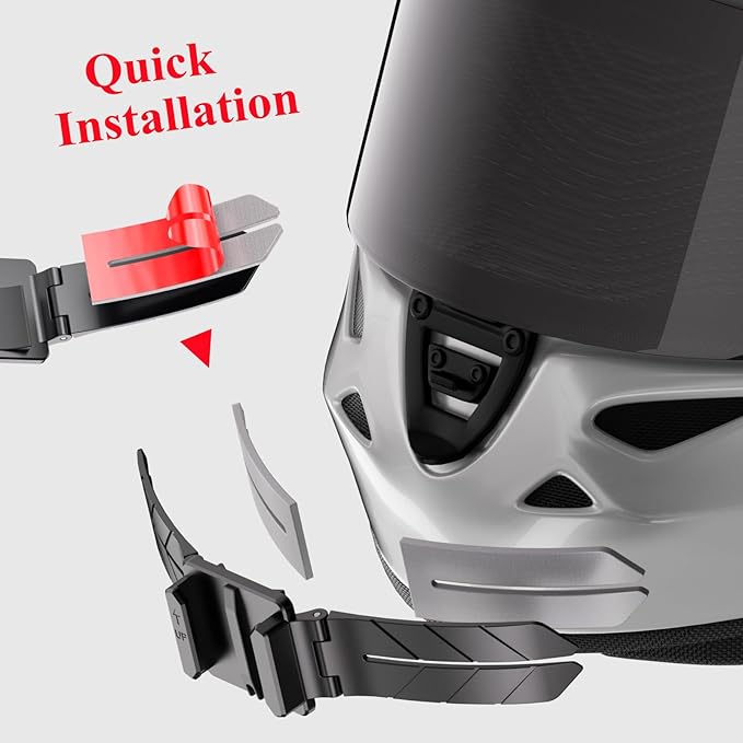 Kewig Universal Motorcycle Helmet Chin Camera Mount with Bendable Mounting Base & Strong Adhesive Pads, Quick-Release Design, Angle Adjustable, Compatible with DJI OSMO/Insta360 Action Camera