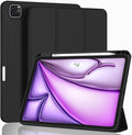 ZryXal New iPad Air 13 Inch Case M3 2025/M2 2024 with Pencil Holder, Trifold Stand Smart Case with Soft TPU Back,Auto Wake/Sleep (Black)