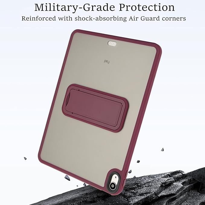 Shockproof Case for iPad Air 11-inch M4/M3/M2 (2026/2025/2024) for Women Men, Kickstand Slim Fit Rugged Bumper Lightweight Anti-Scratch Bumper Case Cover for iPad Air 11", WineRed