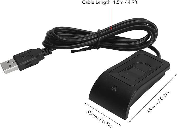 Fingerprint Reader, USB Fingerprint Scanner for PC, Compact Desktop Biometric Reader, 0.2s Fast Login, Windows Hello Automatic Driver Installation, Plug and Play Encryption Security