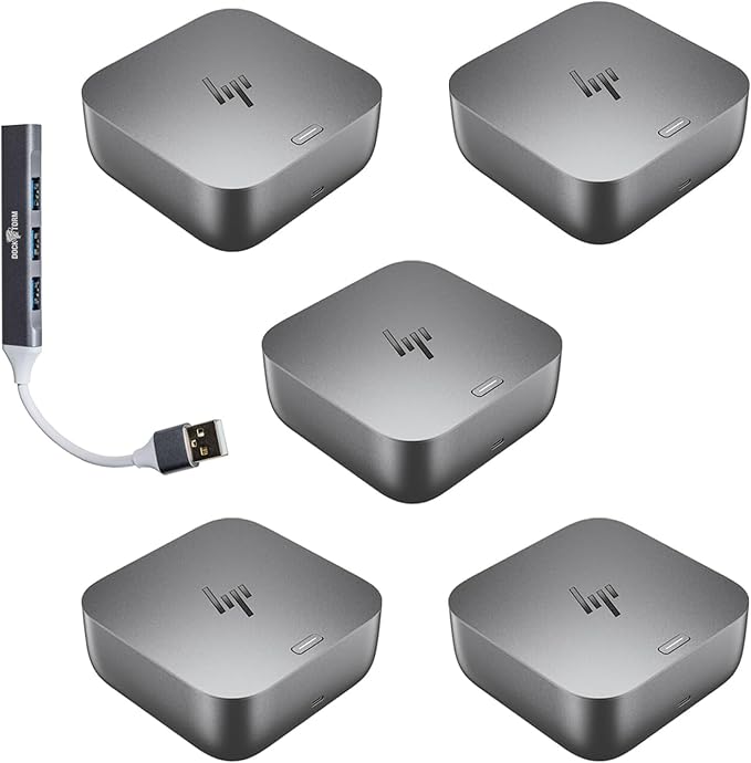 HP 100W G6 Thunderbolt 4 Dock Port Replicator Bundle with DKZ Hub 9X472UT#ABA (Universal Thunderbolt/USB-C Docking Station, Data Transfers to Any Brand Laptop, Single Cable for Charging) 5 Pack