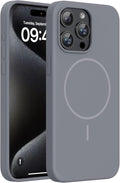Miracase Magnetic for iPhone 15 Pro Max Case, [Soft Anti-Scratch Microfiber Lining], Compatible with MagSafe, Liquid Silicone Case Shockproof Drop Protection Phone Case for 15 ProMax, Lavender Gray