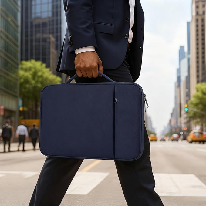ProElife 13-Inch Tablet Sleeve Case for 2026-2024 iPad Air 13 inch M4 M3 M2, iPad Pro 12.9-13 inch M5 M4 M3 M2, 12.4-in Galaxy S10+/S9+ Accessory Traveling Carrying Bag Cover with Handle (Navy Blue)