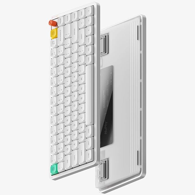 nuphy Air75 V3 Hot Swappable Wireless Mechanical Keyboard, 84 Keys 75% Custom Low Profile Keyboard with Knob, RGB Backlit, Gasket Mounted, Support Bluetooth/2.4GHz/USB-C,White-Blush Nano