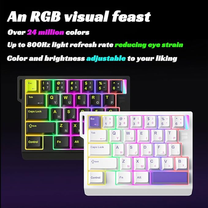 Left-Hand Mechanical Gaming Keyboard Hall Effect Magnetic Switch,29 Keys Hot Swappable,0.01mm Adjustable RT/RS,8K, Portable One Hand Gaming Keypad for FPS & Rhythm Games PC/Mac,RGB(White)
