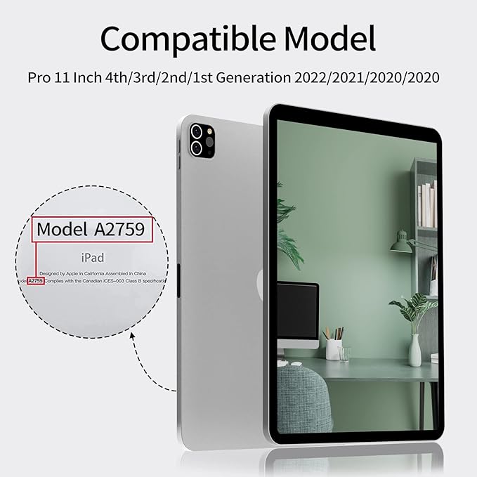 KENKE for iPad Pro 11 Inch Case 4th/3rd/2nd/1st Generation 2022/2021/2020/2018 Magnetic Attachment 2nd Pencil with Right Side Pencil Holder Soft Slim PU Cover Auto Wake/Sleep (Gray)
